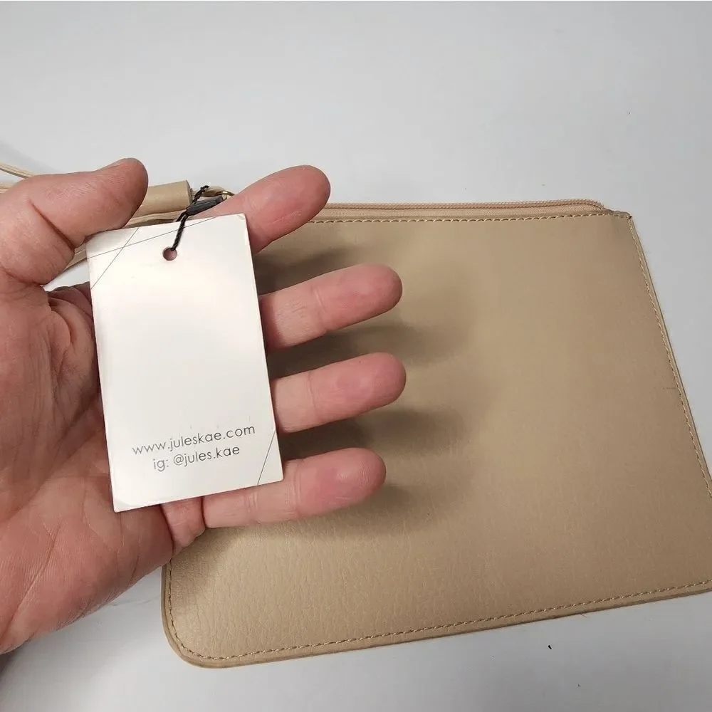 Jules Kae Makeup Bag Small Zipper Pouch Copper Metallic NWT